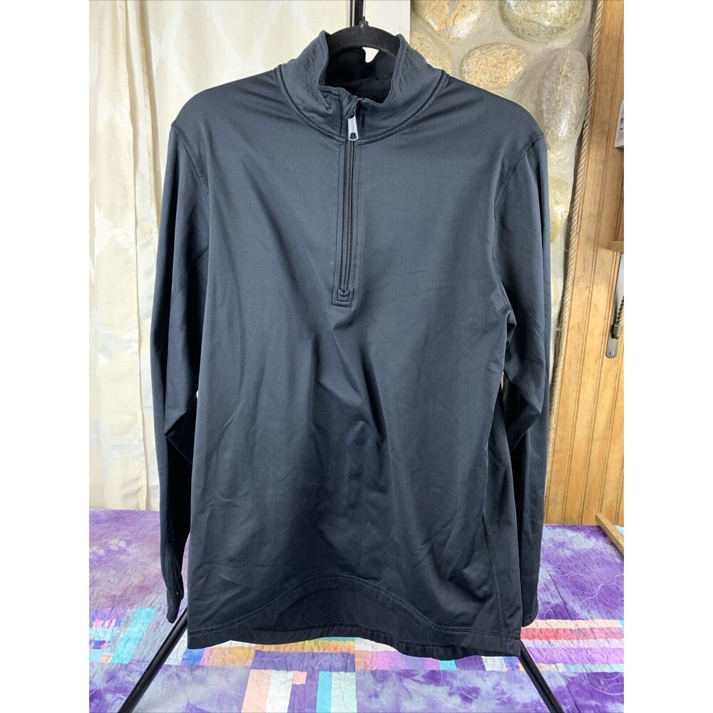 Duluth Trading Co Mens Medium Black 1/4 Zip Pullover Sweater Athletic Jogging